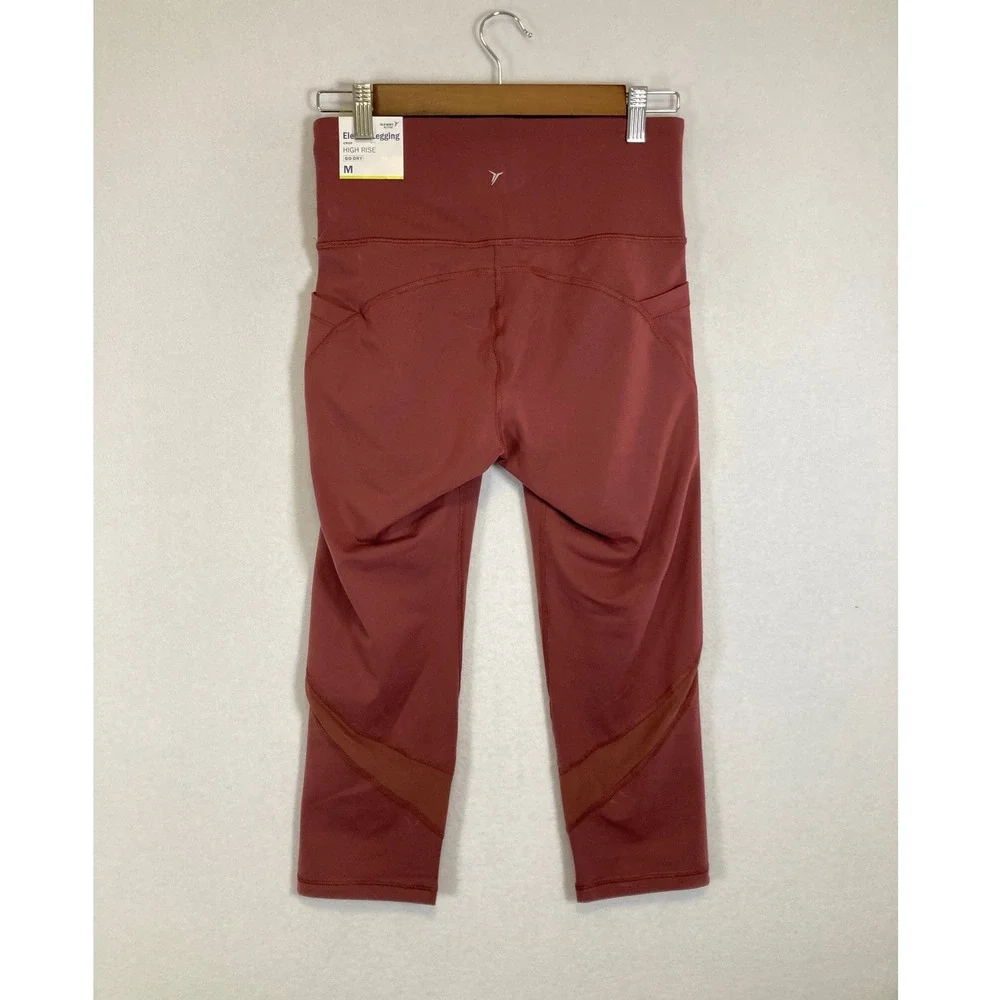 Athletic Old Navy Girls M Terracotta Rose Elevate High Rise Go-Dry Crop Leggings